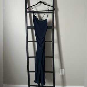 Elegant Navy Blue Spaghetti Strap Dress